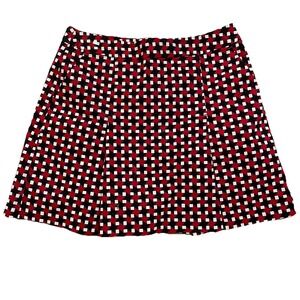 Liz Golf Pleated Red Black White Abstract Geometric Print Sport Skort SZ 8